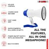 5 Core Megaphone Bullhorn Speaker 30W Bull Horn Battery Power Mini Cheer Megafono 800 Feet Range Loudspeaker w Siren Recording Ergonomic Handle for Co